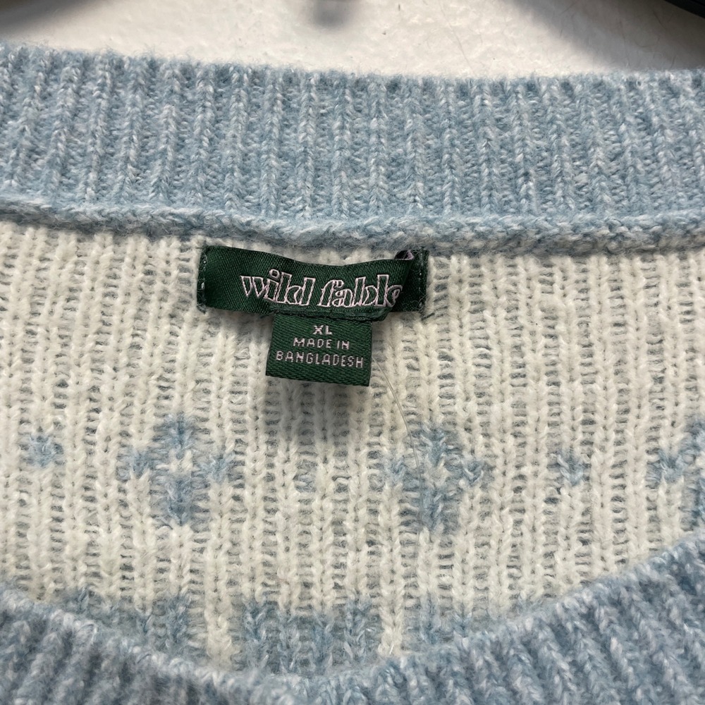 Wild Fable Women's Blue Bunny Argyle Heart Cropped Cardigan Size XL - Picture 4 of 7
